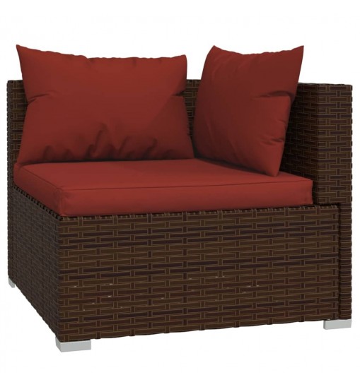 vidaXL 9 Piece Patio Lounge Set with Cushions Poly Rattan Brown