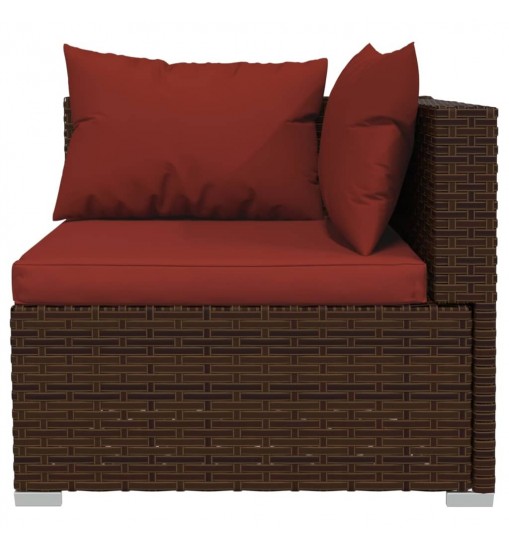 vidaXL 9 Piece Patio Lounge Set with Cushions Poly Rattan Brown