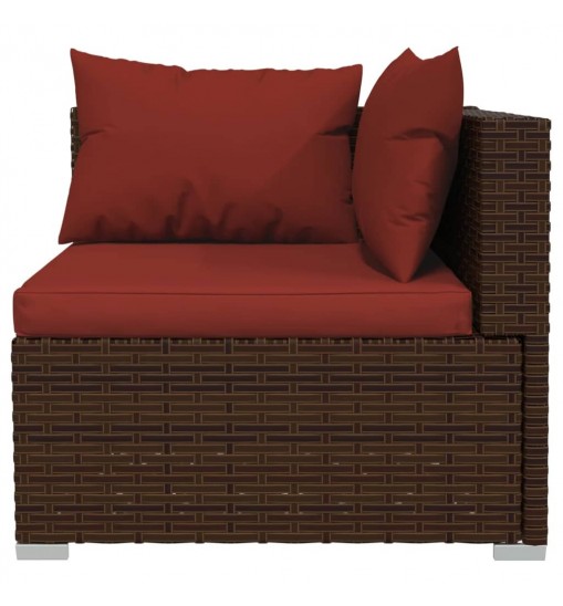 vidaXL 14 Piece Patio Lounge Set with Cushions Brown Poly Rattan