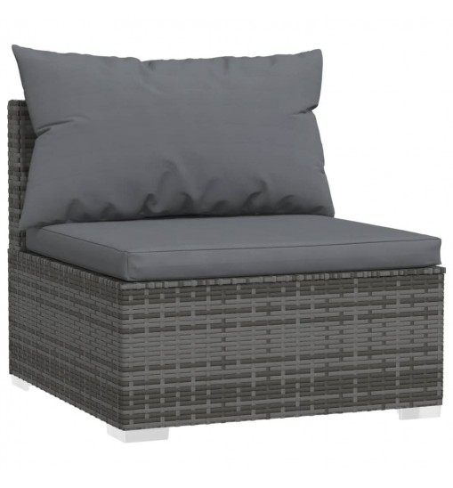 vidaXL 9 Piece Patio Lounge Set with Cushions Poly Rattan Gray