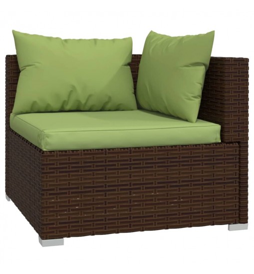 vidaXL 10 Piece Patio Lounge Set with Cushions Poly Rattan Brown