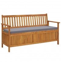 vidaXL Patio Storage Bench with Cushion 58.3" Solid Acacia Wood