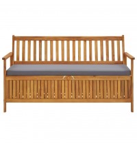 vidaXL Patio Storage Bench with Cushion 58.3" Solid Acacia Wood