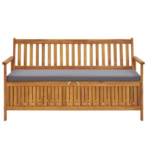 vidaXL Patio Storage Bench with Cushion 58.3" Solid Acacia Wood