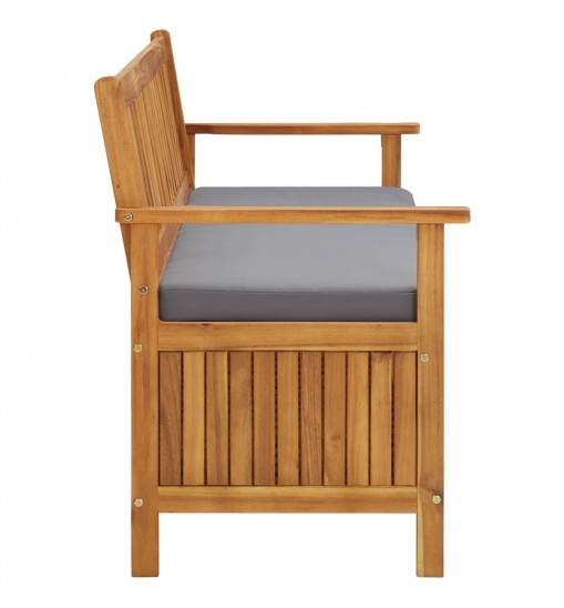 vidaXL Patio Storage Bench with Cushion 58.3" Solid Acacia Wood