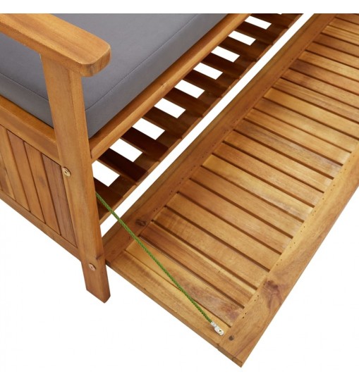 vidaXL Patio Storage Bench with Cushion 58.3" Solid Acacia Wood