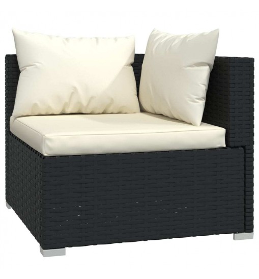 vidaXL 13 Piece Garden Lounge Set with Cushions Black Poly Rattan