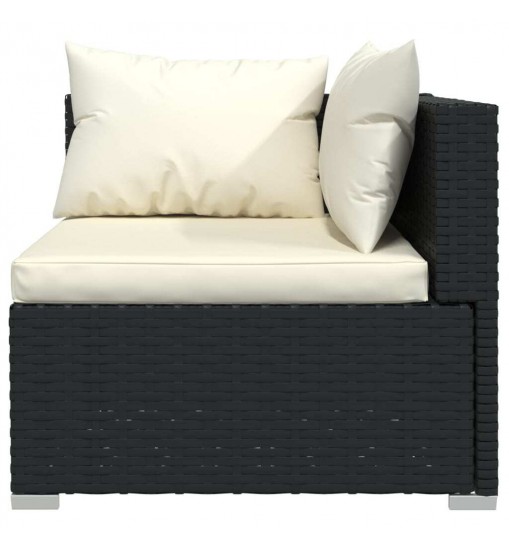 vidaXL 13 Piece Garden Lounge Set with Cushions Black Poly Rattan