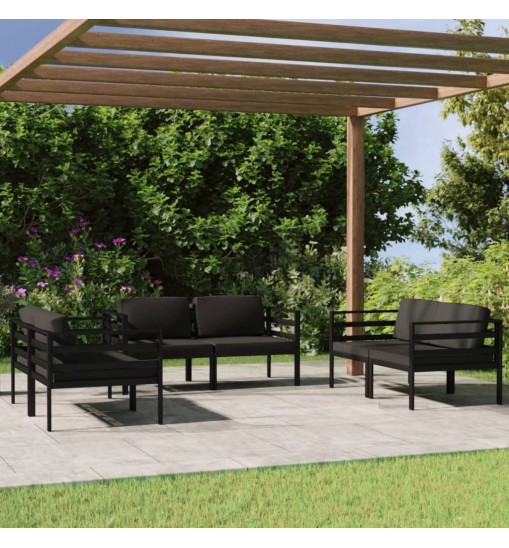 vidaXL 6 Piece Patio Lounge Set with Cushions Aluminum Anthracite