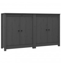 vidaXL Sideboards 2 pcs Gray 27.6"x13.8"x31.5" Solid Wood Pine