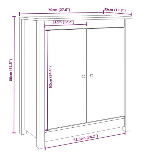 vidaXL Sideboards 2 pcs Gray 27.6"x13.8"x31.5" Solid Wood Pine