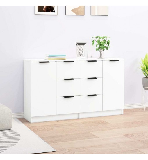 vidaXL Sideboards 2 pcs White 23.6"x11.8"x27.6" Engineered Wood