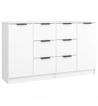 vidaXL Sideboards 2 pcs White 23.6"x11.8"x27.6" Engineered Wood