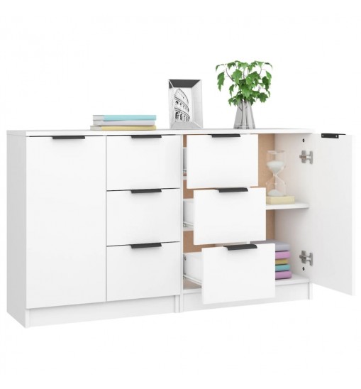 vidaXL Sideboards 2 pcs White 23.6"x11.8"x27.6" Engineered Wood