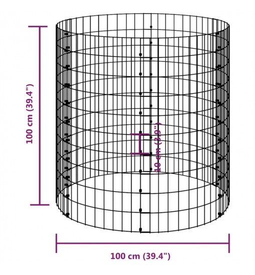 vidaXL Garden Composter Ø39.4"x39.4" Galvanized Steel