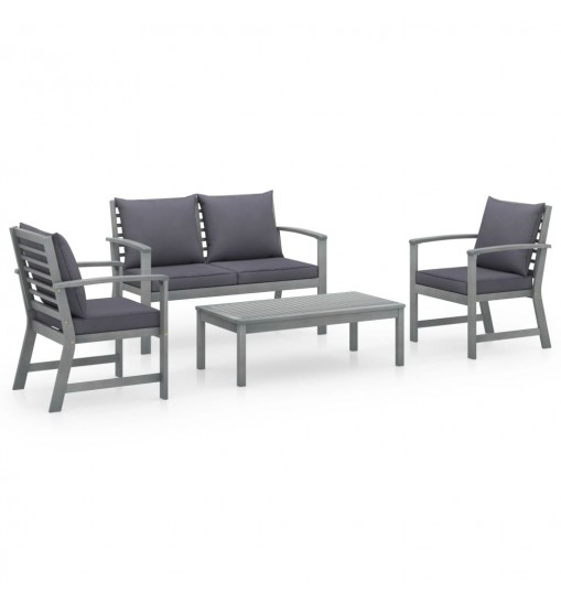 vidaXL 4 Piece Patio Lounge Set with Cushions Solid Acacia Wood