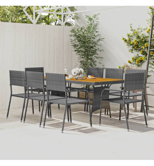 vidaXL 9 Piece Patio Dining Set Poly Rattan Gray