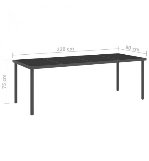 vidaXL Patio Dining Table Anthracite 86.6"x35.4"x29.5" Steel and Glass