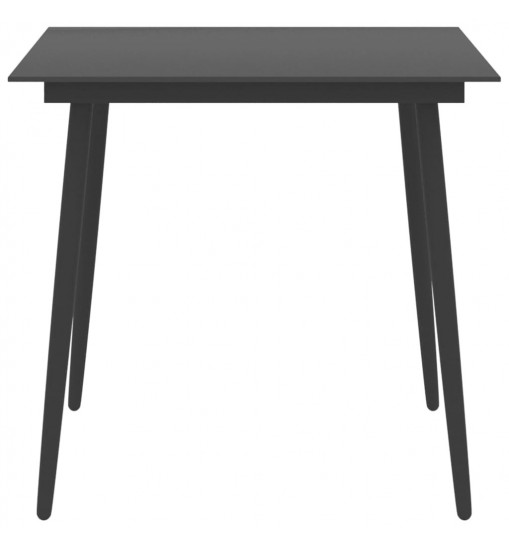 vidaXL Patio Dining Table Black 31.5"x31.5"x29.1" Steel and Glass