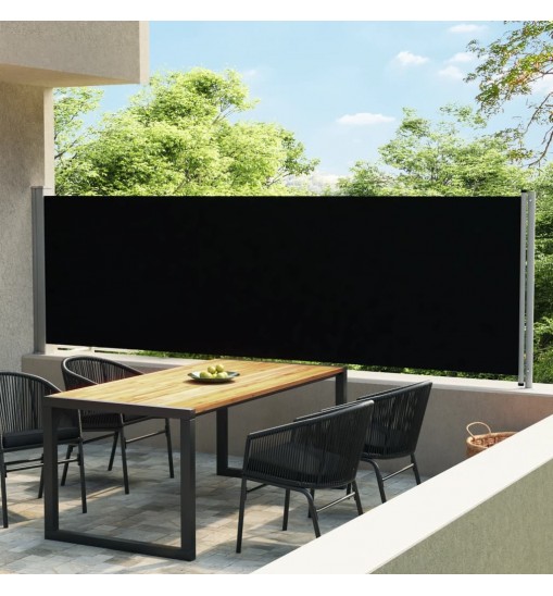 vidaXL Patio Retractable Side Awning 55.1"x236.2" Black