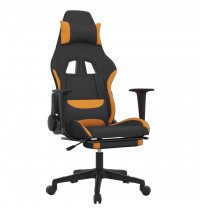 vidaXL Gaming Chair with Footrest Black and Orange Fabric