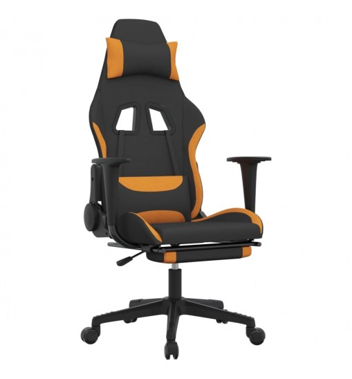 vidaXL Gaming Chair with Footrest Black and Orange Fabric