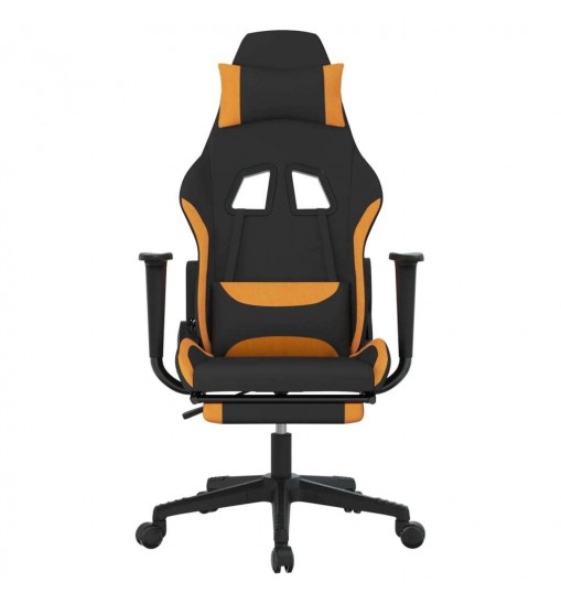 vidaXL Gaming Chair with Footrest Black and Orange Fabric