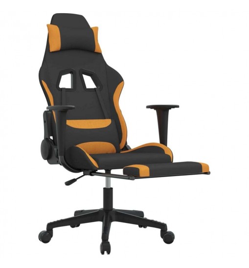 vidaXL Gaming Chair with Footrest Black and Orange Fabric