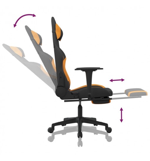 vidaXL Gaming Chair with Footrest Black and Orange Fabric