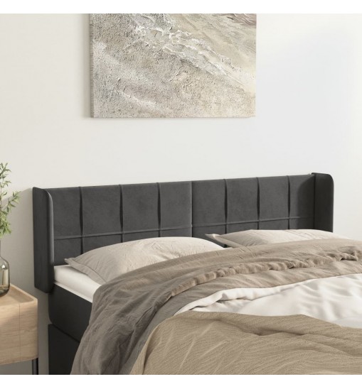 vidaXL Headboard with Ears Dark Gray 57.9"x6.3"x30.7"/34.6" Velvet