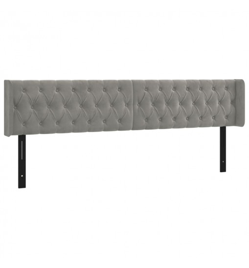 vidaXL Headboard with Ears Light Gray 72"x6.3"x30.7"/34.6" Velvet