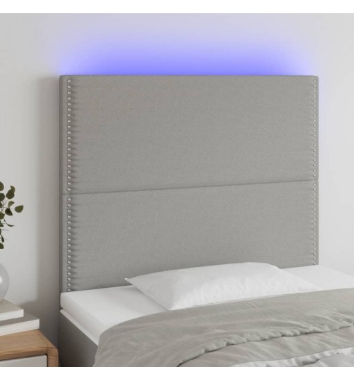 vidaXL LED Headboard Light Gray 39.4"x2"x46.5"/50.4" Fabric