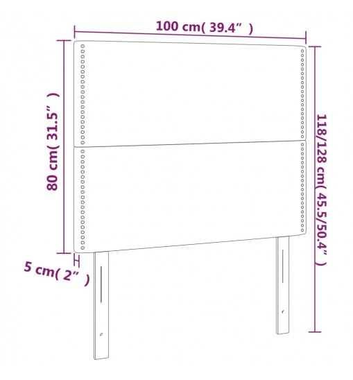 vidaXL LED Headboard Light Gray 39.4"x2"x46.5"/50.4" Fabric