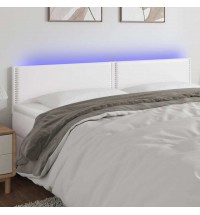 vidaXL LED Headboard White 70.9"x2"x30.7"/34.6" Faux Leather