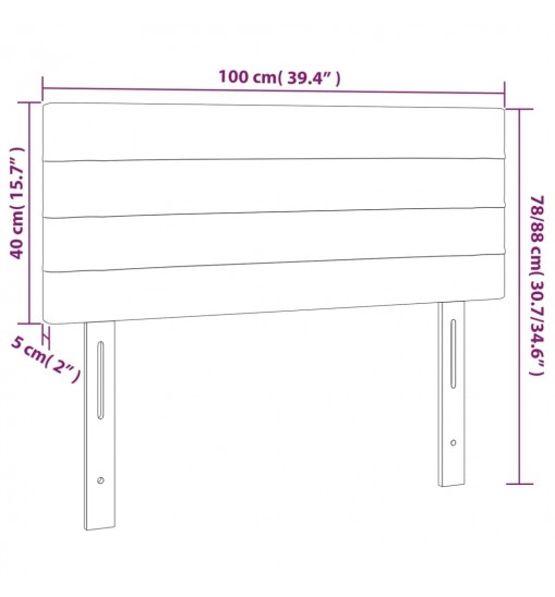 vidaXL LED Headboard Dark Gray 39.4"x2"x30.7"/34.6" Fabric