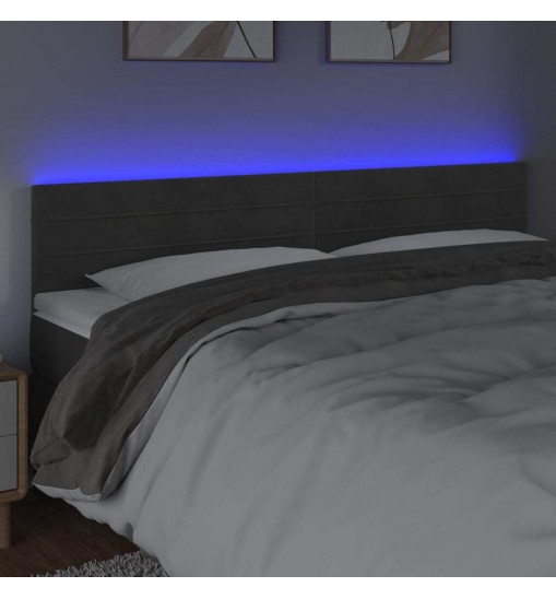 vidaXL LED Headboard Dark Gray 63"x2"x30.7"/34.6" Velvet