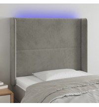 vidaXL LED Headboard Light Gray 40.6"x6.3"x46.5"/50.4" Velvet