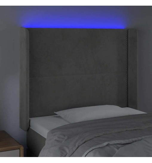 vidaXL LED Headboard Light Gray 40.6"x6.3"x46.5"/50.4" Velvet