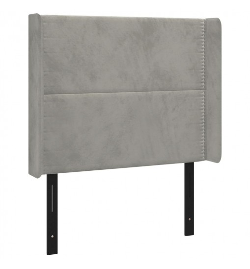 vidaXL LED Headboard Light Gray 40.6"x6.3"x46.5"/50.4" Velvet