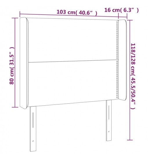 vidaXL LED Headboard Light Gray 40.6"x6.3"x46.5"/50.4" Velvet