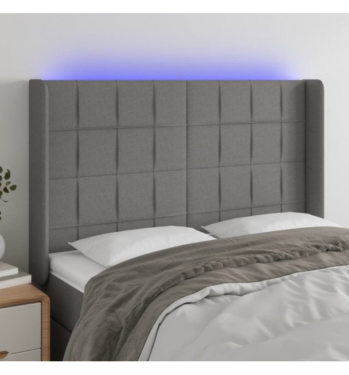 vidaXL LED Headboard Dark Gray 57.9"x6.3"x46.5"/50.4" Fabric