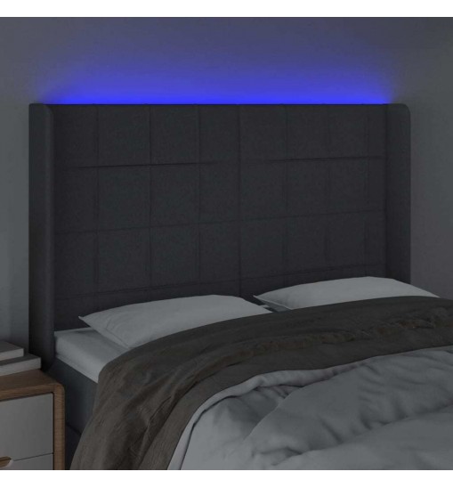 vidaXL LED Headboard Dark Gray 57.9"x6.3"x46.5"/50.4" Fabric