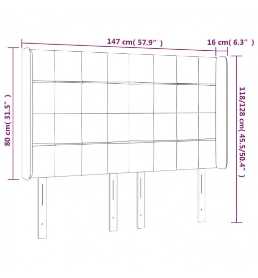 vidaXL LED Headboard Dark Gray 57.9"x6.3"x46.5"/50.4" Fabric