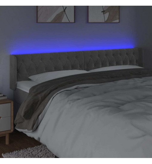 vidaXL LED Headboard Light Gray 79.9"x6.3"x30.7"/34.6" Velvet