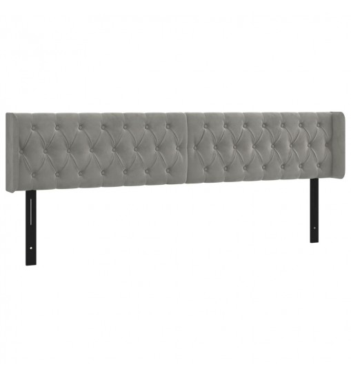 vidaXL LED Headboard Light Gray 79.9"x6.3"x30.7"/34.6" Velvet