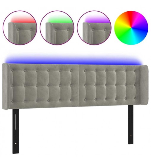 vidaXL LED Headboard Light Gray 57.9"x6.3"x30.7"/34.6" Velvet