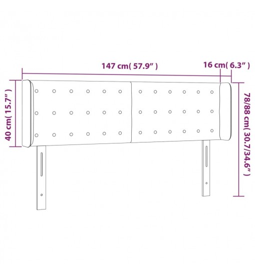 vidaXL LED Headboard Light Gray 57.9"x6.3"x30.7"/34.6" Velvet