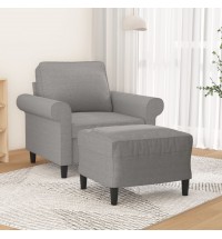 vidaXL Sofa Chair with Footstool Light Gray 23.6" Fabric