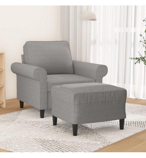 vidaXL Sofa Chair with Footstool Light Gray 23.6" Fabric