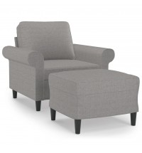 vidaXL Sofa Chair with Footstool Light Gray 23.6" Fabric